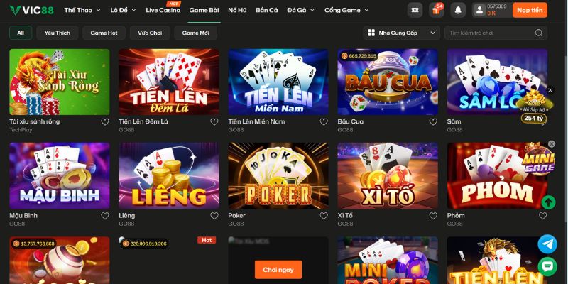 VIC88 - Sân Chơi Cá Cược Đa Dạng, Nạp Rút Nhanh Chóng 3 Trải nghiệm game bài đổi thưởng đỉnh cao tại nhà cái VIC88