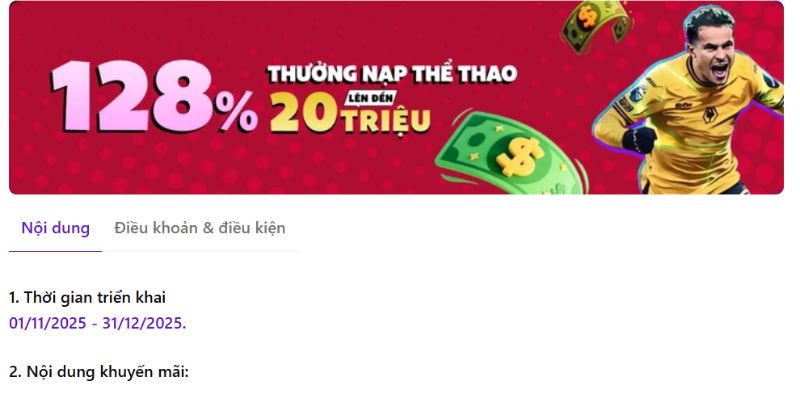 Khuyến Mãi Giải Đấu Thể Thao Mới Nhất, Cơ Hội Thắng Cực Cao 2 Nạp tiền và nhận các chương trình khuyến mãi